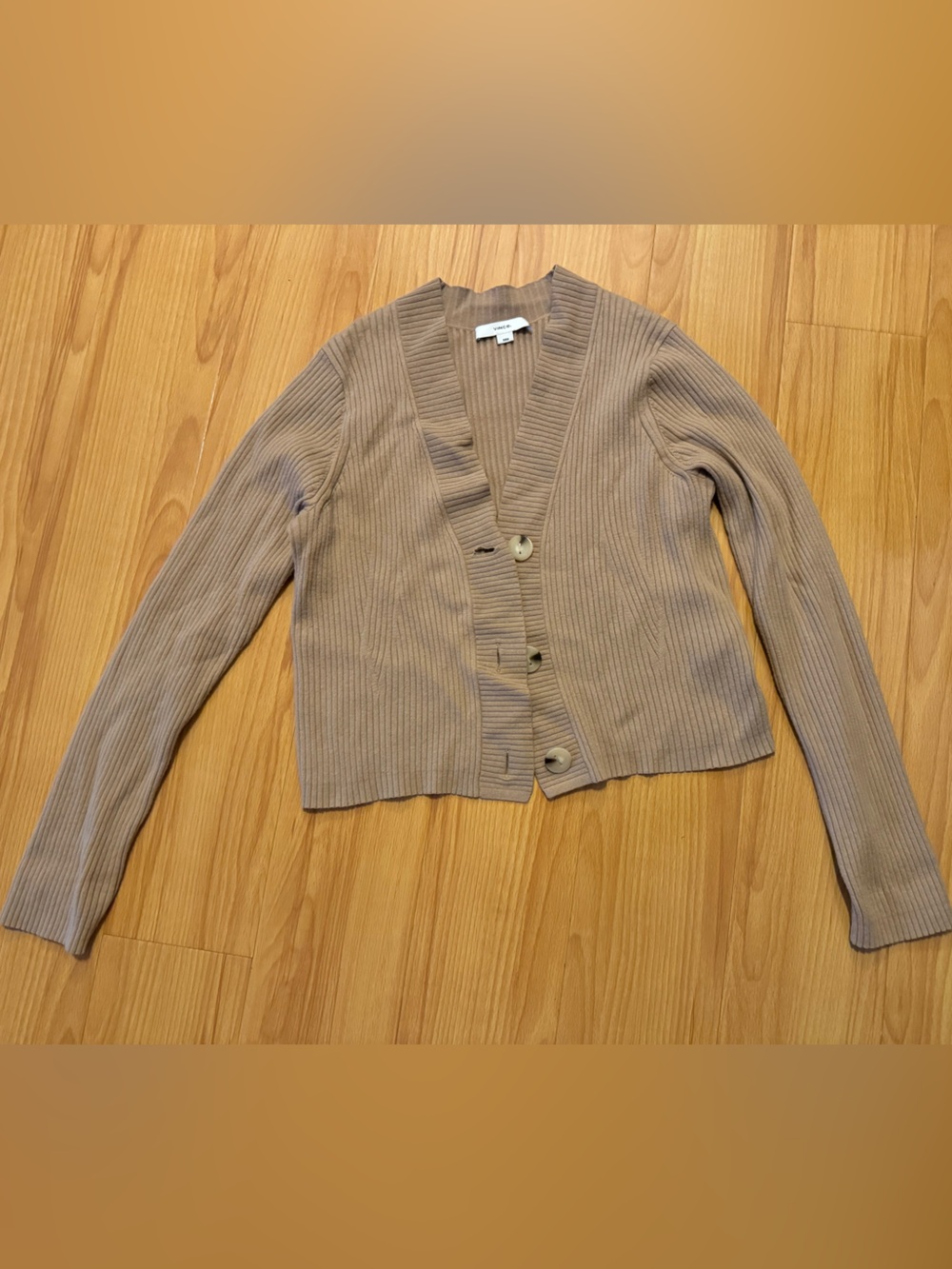Vince Wool Blend Ribbed Button-Front Cardigan Size M